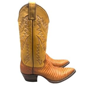 Justin Genuine Lizard Skin Boots Women's 8 Tan Western Cowgirl Rodeo Landman